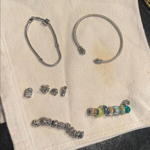 Elegant Silver Charm Bracelet Set